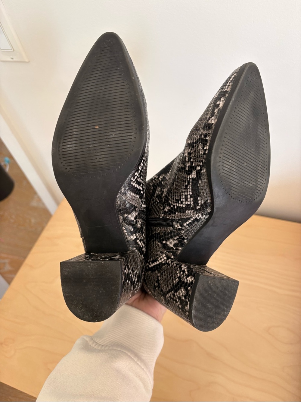 Madden Girl Snake-Print Pointed Toe Ankle Boots - Women's Black/Grey - Picture 10 of 10